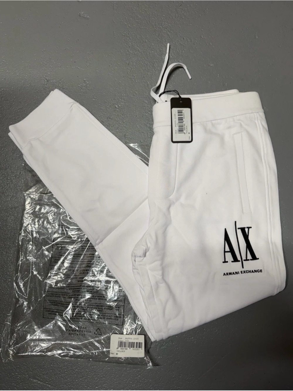 Armani Exchange White Sweatpants with Black A|X Logo